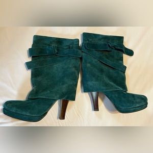 Restricted Women teal Thigh High Boots Suede size 7.5 EUC